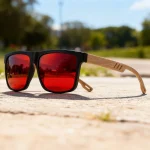 New Fashion Square Sunglasses - Wood Grain Spring Hinge, UV400 Unisex for Driving, Hiking & Travel 2