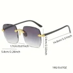 3PCS Square Rimless Sunglasses Women Luxury Brand Designer Summer Red Glasses Fashion Sun glasses For Men UV400 Shades Oculos 4