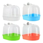 Hanging Transparent Bird Bath Cube- Splash-Proof PP Shower Tub for Parrots, Lovebirds & Conures w/ Easy-Grip Handle 6