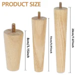 4Pcs Furniture Leg Wooden Replacement Furniture Feet 8/15/20cm Height Table Leg with Screws Foot Pads for Sofa Chair Bed Cabinet 3