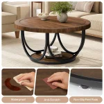 Tribesigns Round Coffee Table with 2 Tiers, 80 cm Wooden Circle Accent Cocktail Table with Storage Shelf and Metal Frame 6