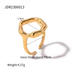 Uworld Top Quality Geometric Wide Stainless Steel Ring 18K Gold Color Waterproof Fashion Minimalist Statement Charm Jewelry Wome 6