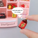 Cute Simulation Microfilm Furniture Double Door Refrigerator 1:12 Dollhouse Kitchen Model Decorations For Girl Birthday Gifts 3