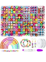DIY bracelet kit clay beads set Rubber Bands Bracelet Making Kit Creative Jewelry Set Ideal Gift for Little Crafters Vibrant DIY 6