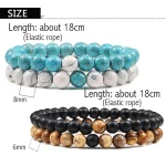 Set Bracelet Couples Distance Black White Natural Lava Stone Tiger Eye Beaded Yoga Bracelets for Men Women Elastic Rope Jewelry 6