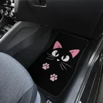 4 PCS Car Retro Cartoon Cat Black Nordic Windmill Carpet Four-piece Anti-fouling Floor Mat 3