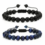 Multiple Style 8mm Natural Tiger Eyes Lava Rock Protection HANDMADE Bracelet Men's Gift 3