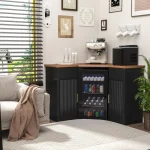 Ridge-Space Bar Cabinet, Storage Coffee Bar Station, L-Shape Home Liquor & Wine Cabinet 3