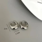 Stainless Steel Smooth Metal Chunky Hoop Earrings For Women Girls Fashion Round Circle Hoops Statement Earrings Punk Jewelry 6