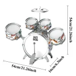 Kids Drum Set Toddler Jazz Drum Kit Toys with Stool Pedal Percussion Musical Instruments Drum Toy Early Education Gift for Boys 2