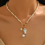 ZAKOL Bohemian Sea-Inspired Ceramic Fish & Starfish Pendant Necklace Dopamine Rainbow Color Beads Necklaces Beach Jewelry 2