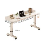 Adjustable Overbed Laptop Desk with Wheels | Bedroom Furniture Rolling Computer Table | Hand Crank Solid Wood Desk 4