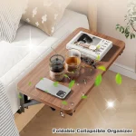 Foldable Bed Side Table Tray Organizer,Clip On Nightstand Bed Side Table Storage for Adult Kids,Bedside Shelf Desk Organizer 4