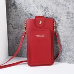 2024 new solid color fashion simple shoulder bag slung mobile phone bag women's driver's license card wallet 4