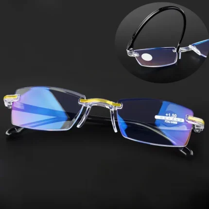 Frameless Anti-blue Light Reading Glasses Women Men Ladies Presbyopia Eyewear Diopter +1.0 +1.5 +2.0 +2.5 +3.5 +4.0