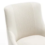 SEYNAR Modern Glam Boucle Pleated Velvet Dining Chair or Vanity Chair Set of 2 with Rear Handle 5
