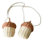 New Acorn-shaped Storage Basket Hand-woven Round Rattan Bag Bucket Tropical Beach Style Woven Shoulder Bag Photo Props 5