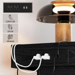 LIKIMIO Night Stand with Charging Station, Modern Nightstand with LED Light and Drawers, Bedside Tables/End Table for Bedroom 3