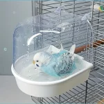 Hanging Transparent Bird Bath Cube- Splash-Proof PP Shower Tub for Parrots, Lovebirds & Conures w/ Easy-Grip Handle
