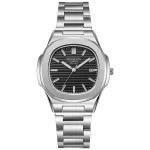 2024 Luxury Fashion Casual Men Watches Big Dial Silver Stainless Steel Calendar Quartz Wristwatch Classic Top Brand Male Clock 2