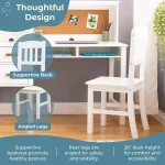 Kids Wooden Desk & Chair Set with Hutch Storage Shelves Drawers Corkboard Study Workstation for Bedroom, Customized 6
