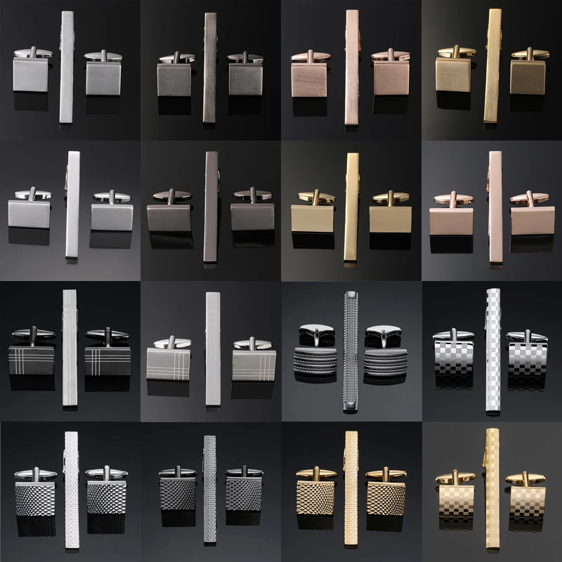Classic men's French shirt cufflinks tie clips sets Laser metal drawing cuffs button clips business suit accessories wholesale Classic men's French shirt cufflinks tie clips sets Laser metal drawing cuffs button clips business suit accessories wholesale