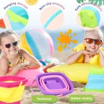 Foldable Beach Bucket Silicone Collapsible Toy Buckets for Kids for Summer Activities Camping Gear Travel Beach Sand Toys 4