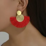 Fashion Bohemian Big Tassel Dangle White Fringe Female Earrings Drop Earrings for Women Statement Wedding Jewelry 6