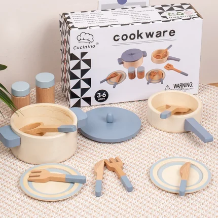children's Wooden  simulation kitchen toys, early education educational toys, simulation pots and pans, food, role-play chef