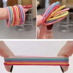 100Pcs/Set Girls Elastic Hair Bands Girls Hair Accessories 2.5cm Colorful Rubber Band Children Ponytail Holder Kids Hair Ties 4