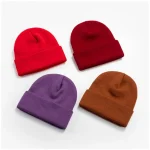 Black White Blue Beige Pink Red Green Knit Hat for Boys Girls Autumn Winter Warm Skullies Beanie Adult Children Hats & Caps 6