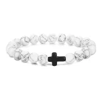 Prayer Men Natural Stone Wood Beads Rosary Hematite Cross Bracelets Onyx Meditation Bracelet Women Yoga Jewelry Homme Pulsera 4