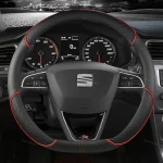 Car Steering Wheel Cover Microfiber Leather 38cm Non-Slip For Seat Tarraco Arona Ateca Ibiza Toledo Mii Leon Arosa Exeo ST FR 2