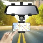 360 Car Phone Holder Rearview Mirror Mount Bracket Navigation GPS Mobile Stand Clip Foldable Adjustable Car Cell Phone Support 4