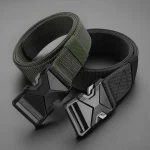 2PC Men Belt Army Outdoor Hunting Tactical Outdoor Mountaineering Multifunctional Tactical Nylon Canvas Woven Trouser Belt 5