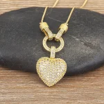AIBEF Bohemian Heart Shape Colorful Rhinestone Pendant Women Copper CZ Necklace Jewelry Accessories Temperament Sweet Cute Gift 5