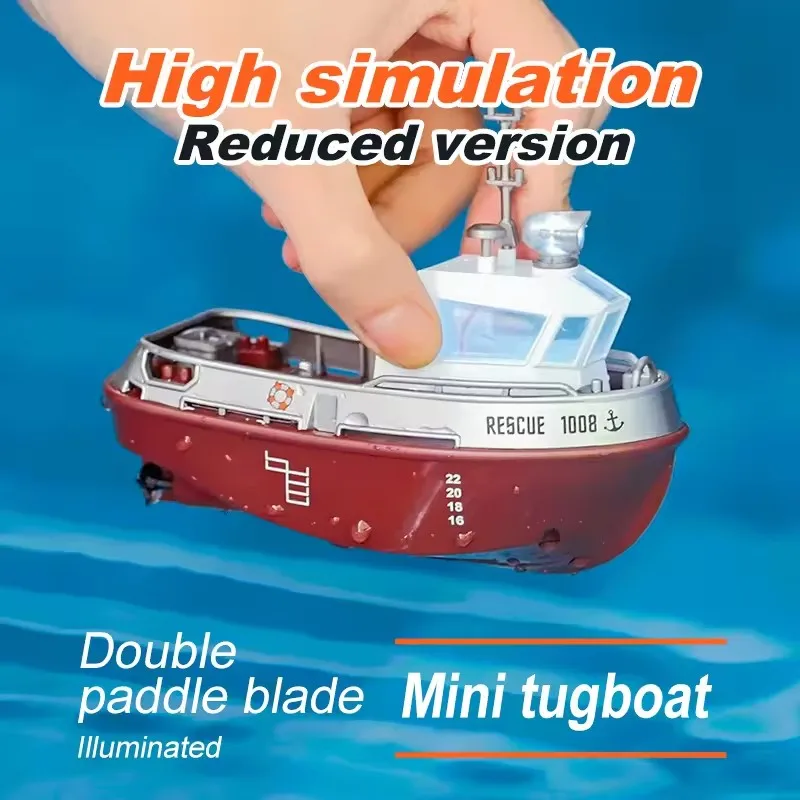 ZWN 1/32 RC Boat With Lights Powerful Dual Motor 2.4G Long Range Wireless Remote Controlled Tugboat Model Toy for Boy Girl Gifts ZWN 1/32 RC Boat With Lights Powerful Dual Motor 2.4G Long Range Wireless Remote Controlled Tugboat Model Toy for Boy Girl Gifts