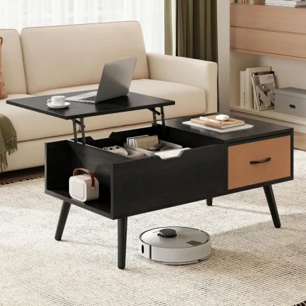 Lift Top Coffee Table for Living Room, Wooden Small Center Tables with Large Storage