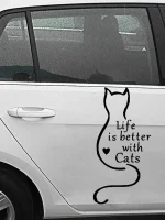 Car Stickers Cute Naughty Cat Wrap PVC Cars Window Body Decoration To Cover Scratches  Decal Waterproof Sun Protection. 6