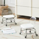 Household Backrest Low Stool with Wheels, Toddler Roller Skating Chair, Stylish Small Chair for Kids' Use Kids’ Rolling 2