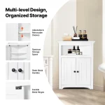 SucceBuy 32"/64"/68" Corner Storage Cabinet w/ Shelves Freestanding Corner Cabinet for Living Room Kitchen Laundry Room Bathroom 3