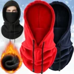 Winter Thermal Fleece Hat Hooded Outdoor Windproof Cold Warm Skiing Sport Balaclava Men Women Neck Warmer Cycling Face Mask Caps 2