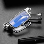Metal Folding Reading Glasses Portable Ultra Light Anti Blue Light Lens Presbyopia Glasses Men's Rectangular Eyeglasses Eyewears 2