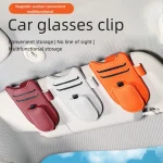 Magnetic Car Sunglasses Holder Sun Visor Glasses Clip PU Eyeglasses Hanger Portable Ticket Card Clip Auto Accessories 2