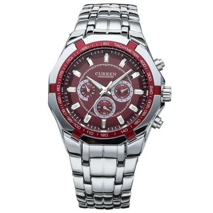 CURREN 8084 Watch Luxury Fashion Men's Quartz Watch Silvery Stainless Steel Strap Analog Display Wristwatch for Male