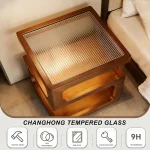 Solid Wood Nightstand with LED Light, Modern 3 Tier Bedside Table with Open Storage, Small Side Table for Bedroom, Customized 3