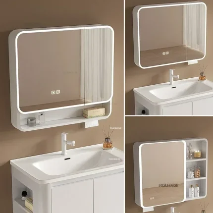 Smart Dressing Mirror Cabinet Creative Round Corner Bathroom Cabinets Luxury Home Furniture Wall-mounted Toilet Storage Cabinet