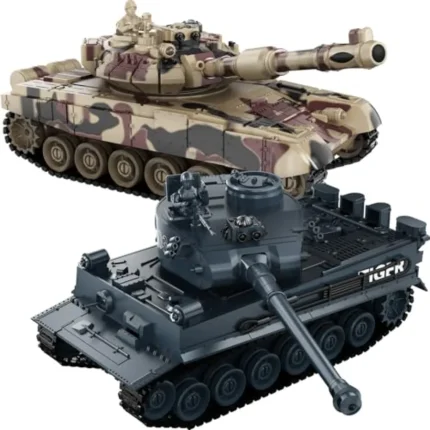RC Tank Set 1/24 Scale with Realistic Sounds and Lights 2.4G Remote Control Spray Function Life Indicators Durable Plastic Cons