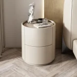 Home Living Room Sofa Side Cabinet, Creative Round Solid Wood Bedside Table, New Simple Modern Small Bedroom Storage Cabinet 2