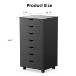JHK 7 Drawer Chest Dressers Nightstand Storage Cabinet Wooden File Office Mobile Cabinet Wheels Living Room Organizer Rolling 6